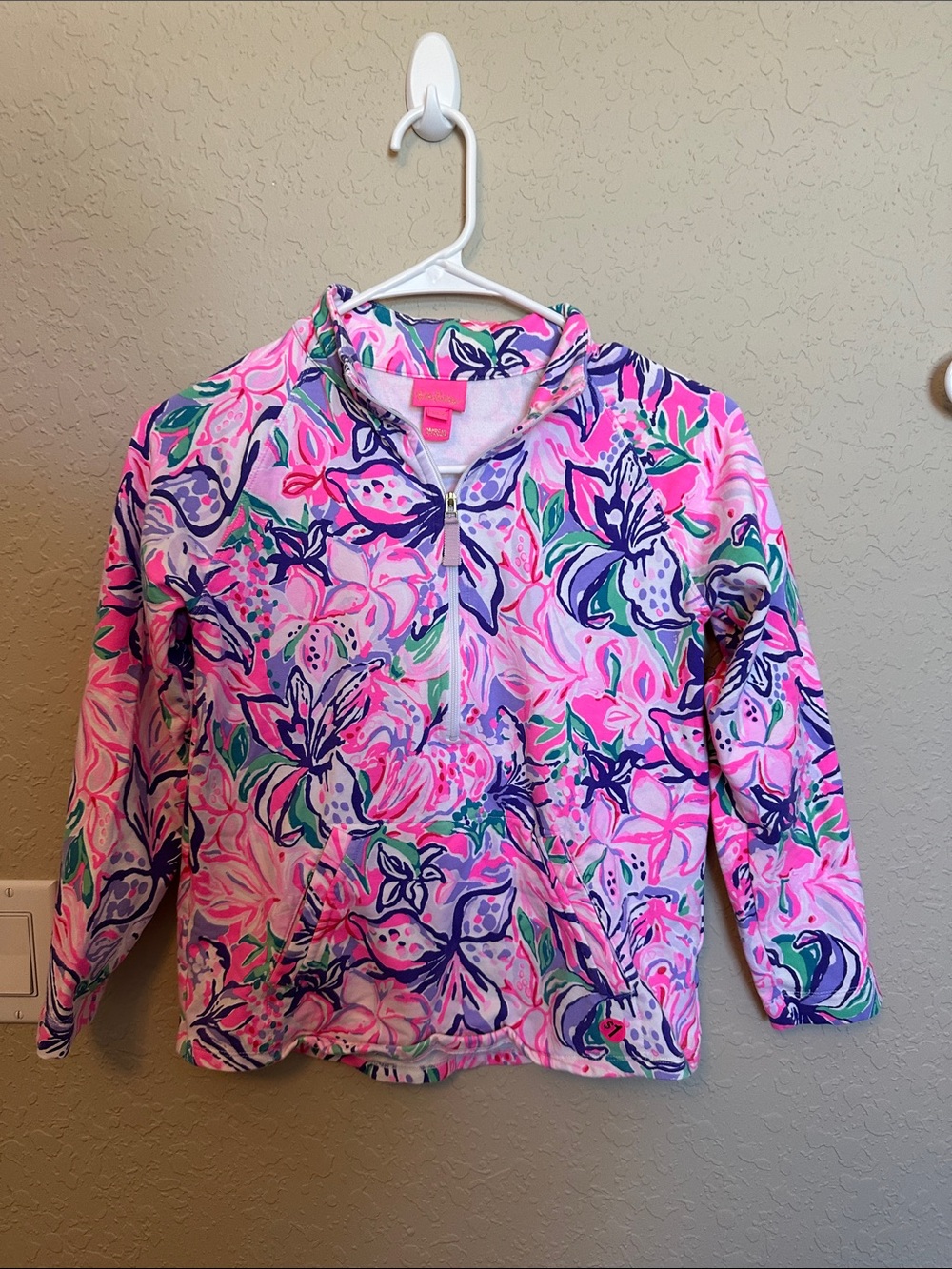 Lilly Pulitzer Kids Floral Quarter-Zip Pullover in Pink and Blue